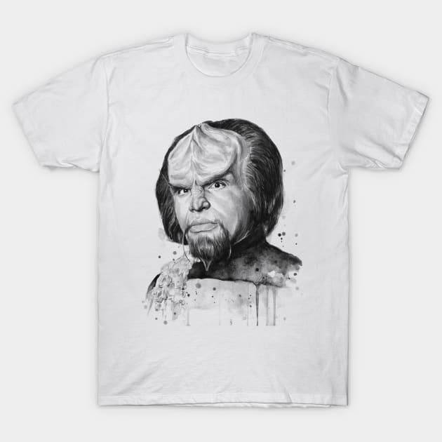 Worf Watercolor Painting T-Shirt by Olechka